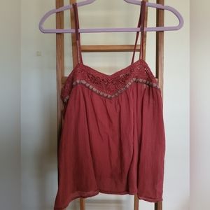 AE brick red boho top